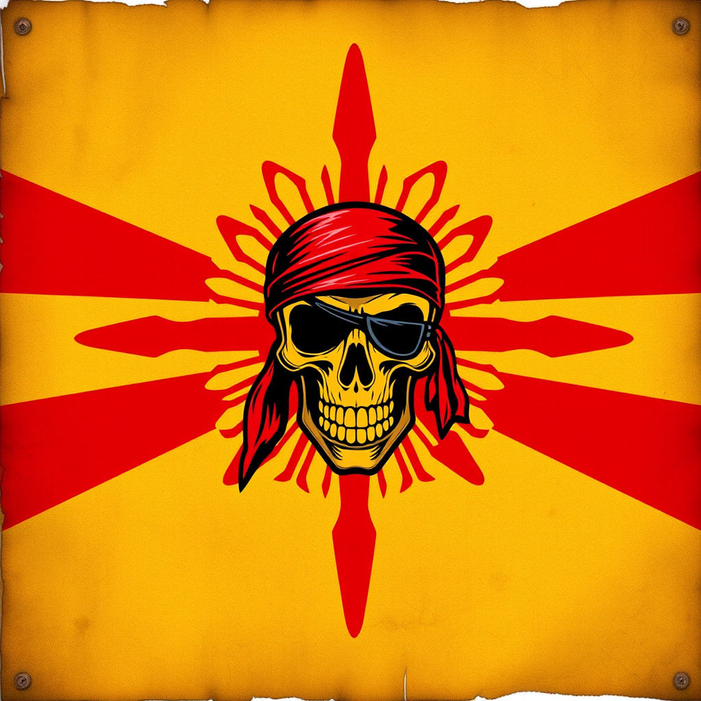 the state flag of new mexico re-designed as a pirate flag