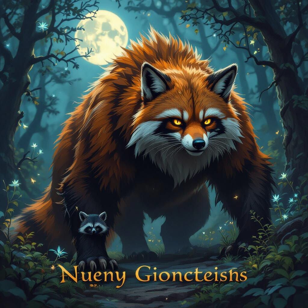 a fox a bear a racoon and a wolf combind 