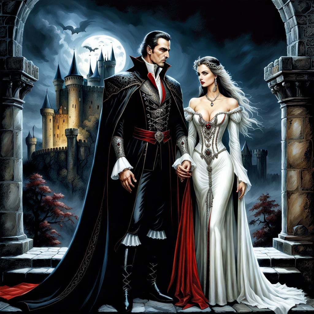 Dracula and new girlfriend - AI Generated Artwork - NightCafe Creator