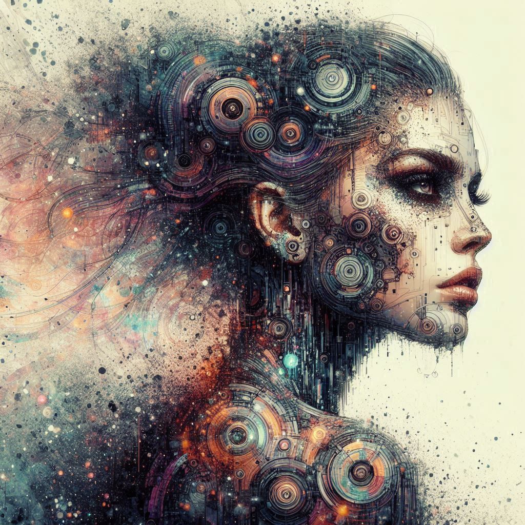 double exposure beautiful fantasy DALL-E 3 portrait landscap...