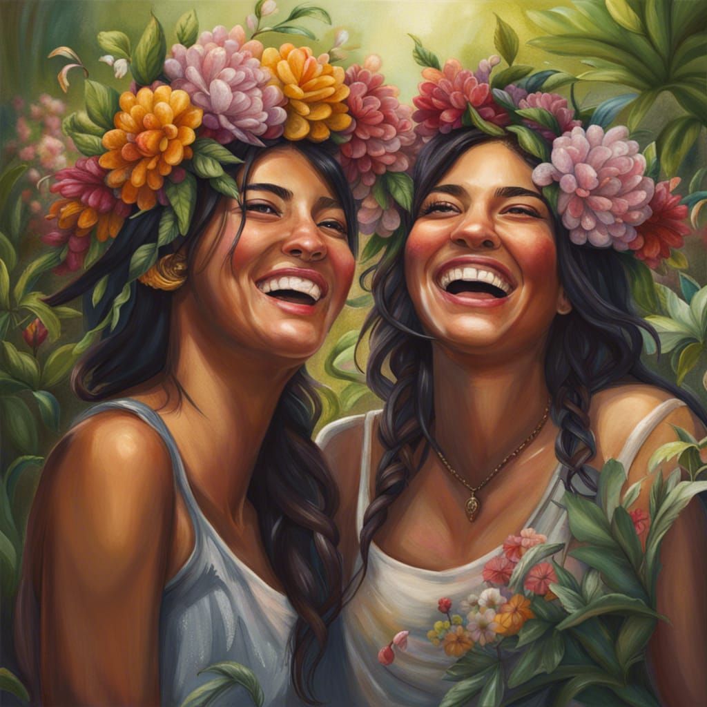 Friends with flower crowns AI Generated Artwork NightCafe Creator