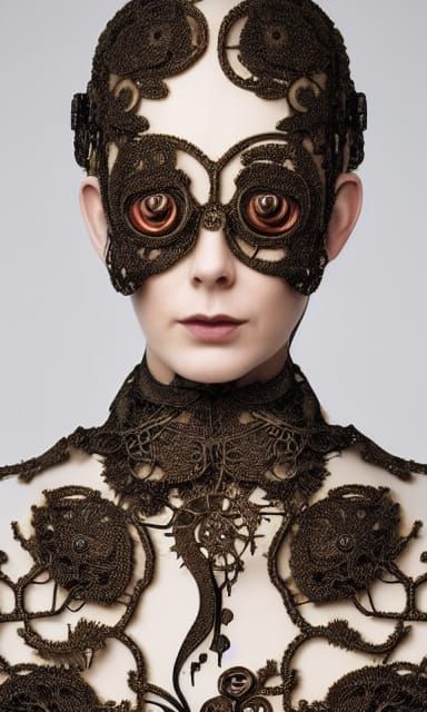 Biomechanical Vegetable-Cyborg Portrait in Steampunk Style