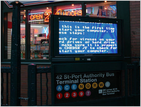 Bsod at Times Square subway station