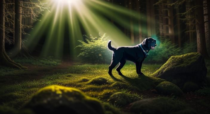 Black Labrador in Enchanted Forest ,

[

ethereal glow. 🌲🌌...