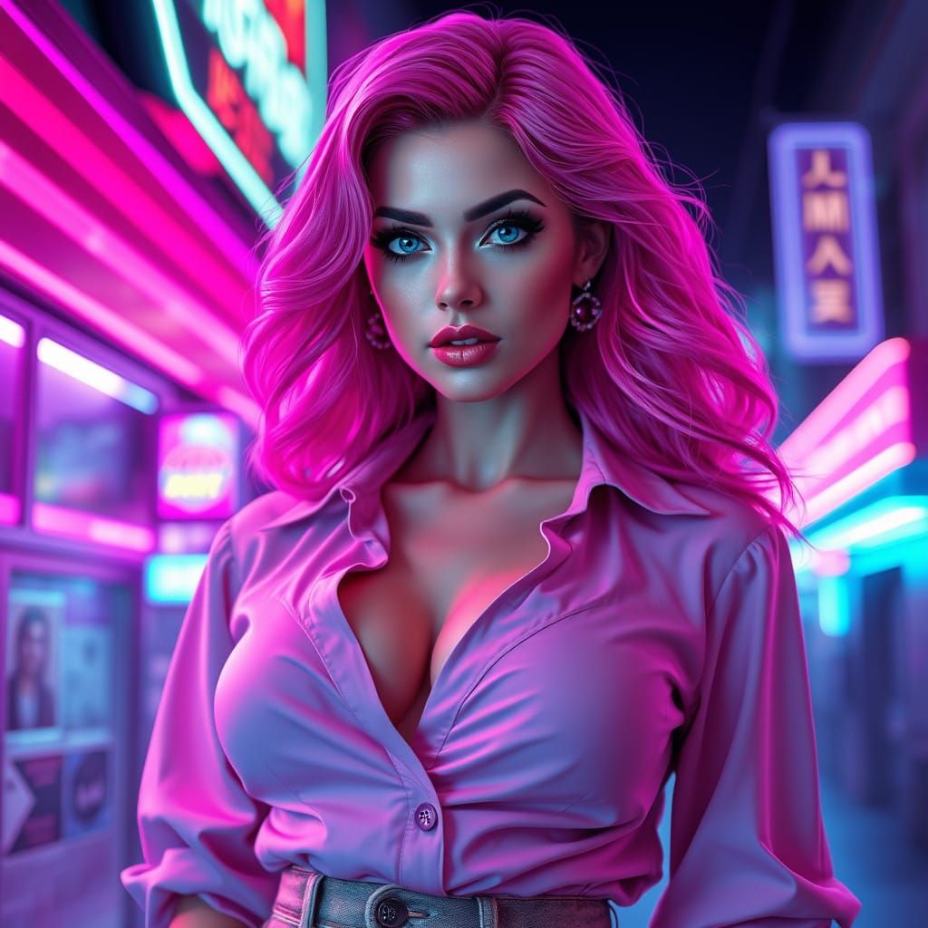 Cyberpunk Goddess of Neon Nights