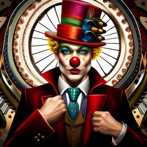 Funky Crazy Funny Colorful Clowns Top Hat, Steampunk - AI Generated ...