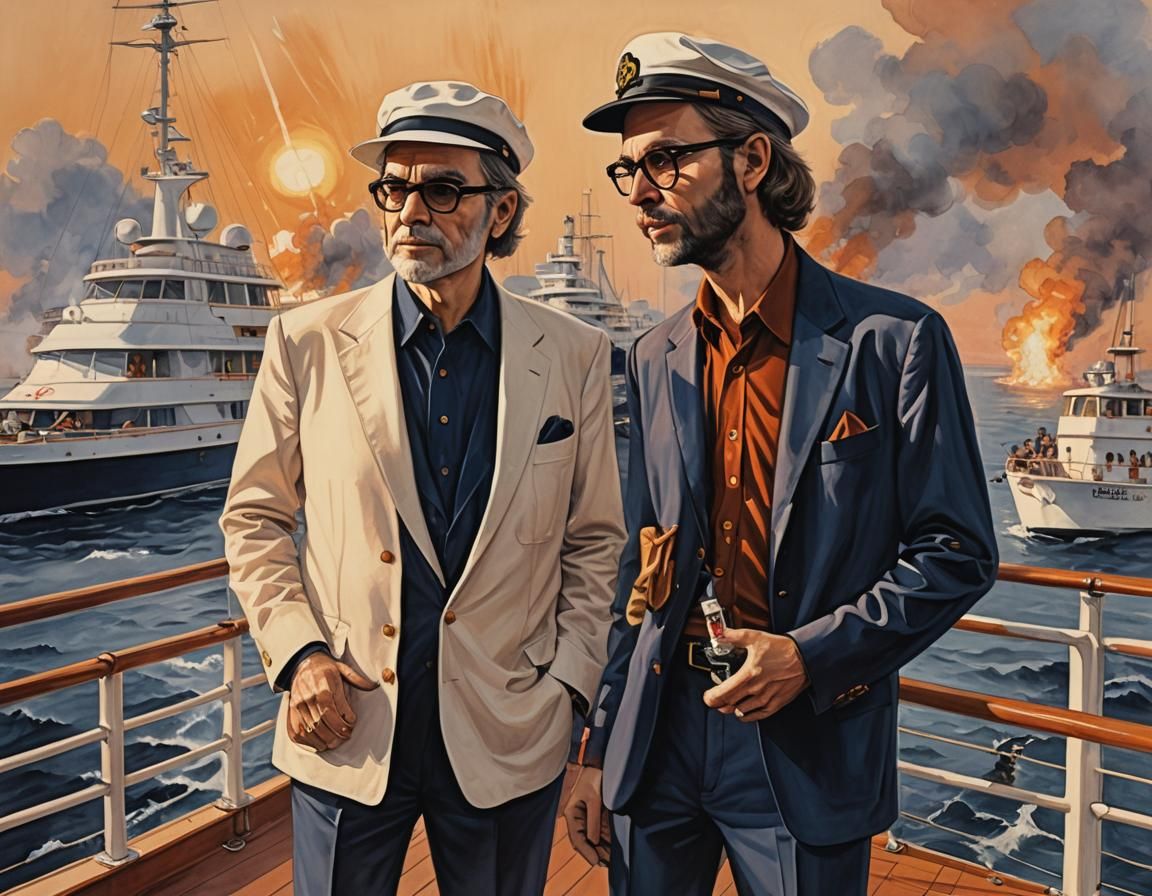 Caricature of the singers Donald Fagen and Walter Becker (St...