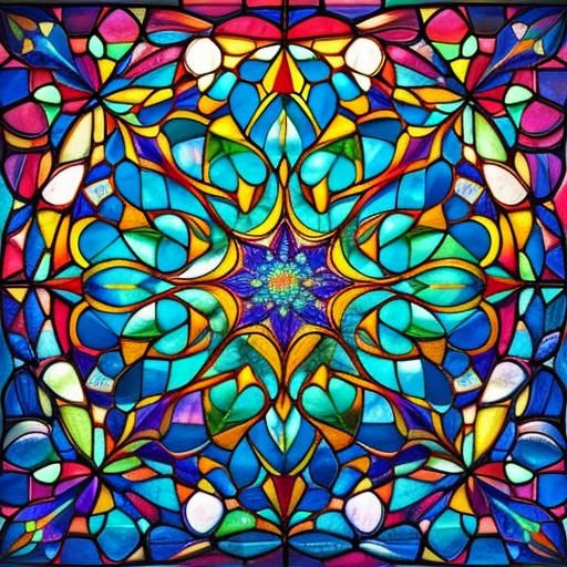 Mandal art of a drop of water in stained glass.