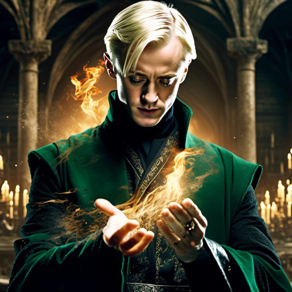 Draco Malfoy attempting to obtain the power of God