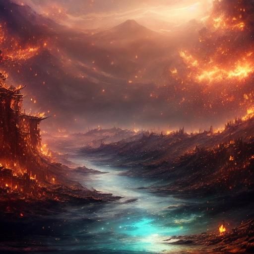 Fire raining from the sky - AI Generated Artwork - NightCafe Creator