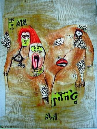 I’m so sickening  
art Brut modern European ink painting naï...