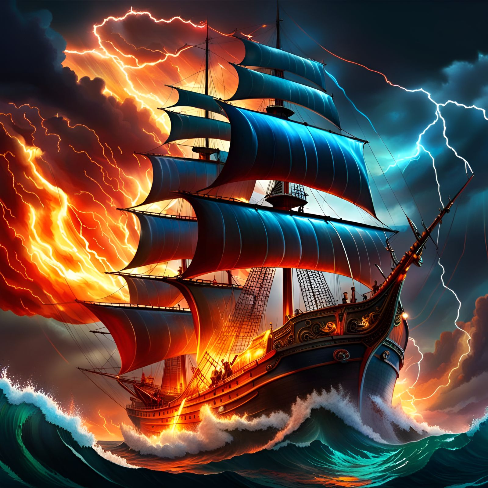 Galleon in the Firestorm  by @KanatGR