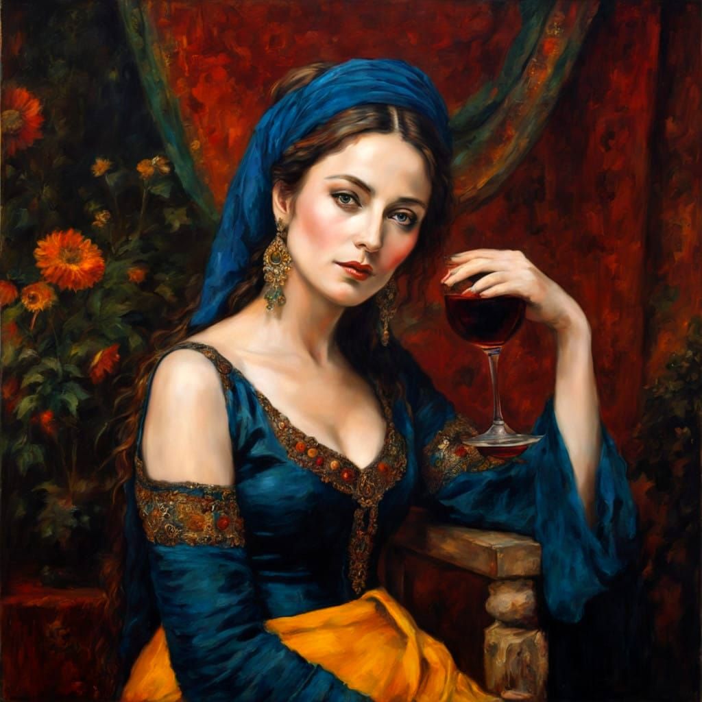 Vibrant Portrait of a Charismatic Lady in a Sensual, Hyperre...