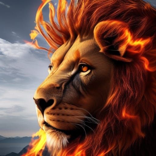 flaming lion