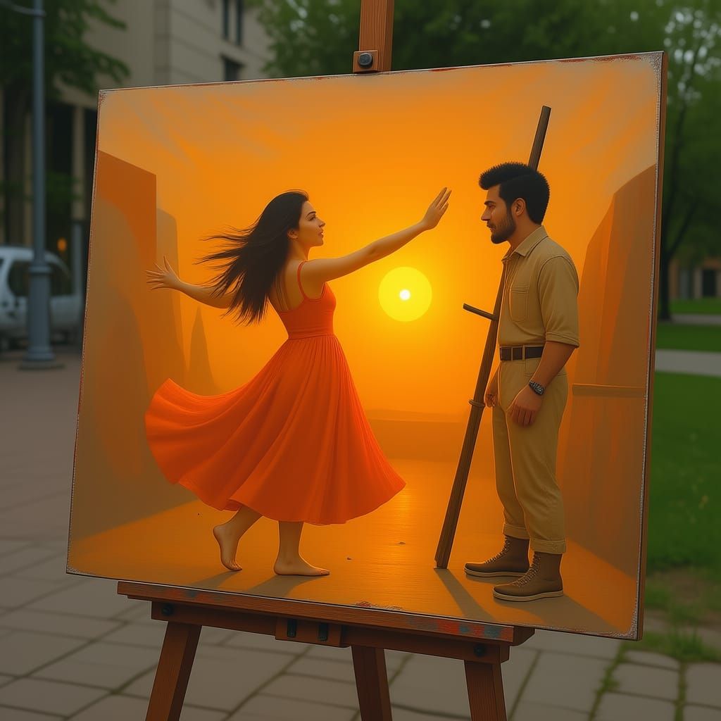 Girl with a orange dress with a golden hour shine on her dancing in the orange sunset that is so good it could win me the orange challenge a...