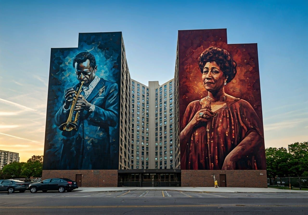 Always loved these large frescoes on ugly buildings.  by @Kynes