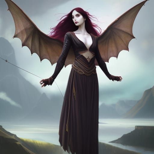 sharpen dark hang-gliding wings ancient oriental strong powe...
