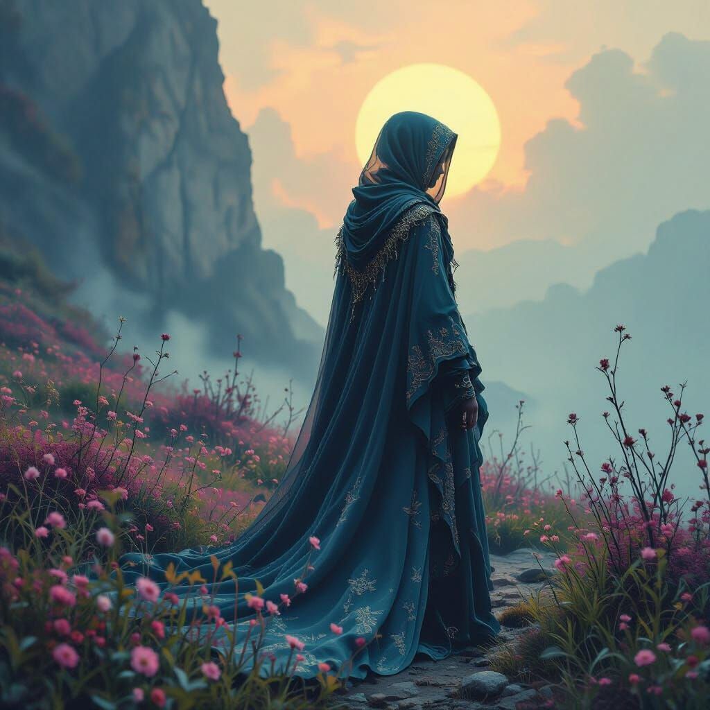 Dreamlike Figure in Ethereal Attire