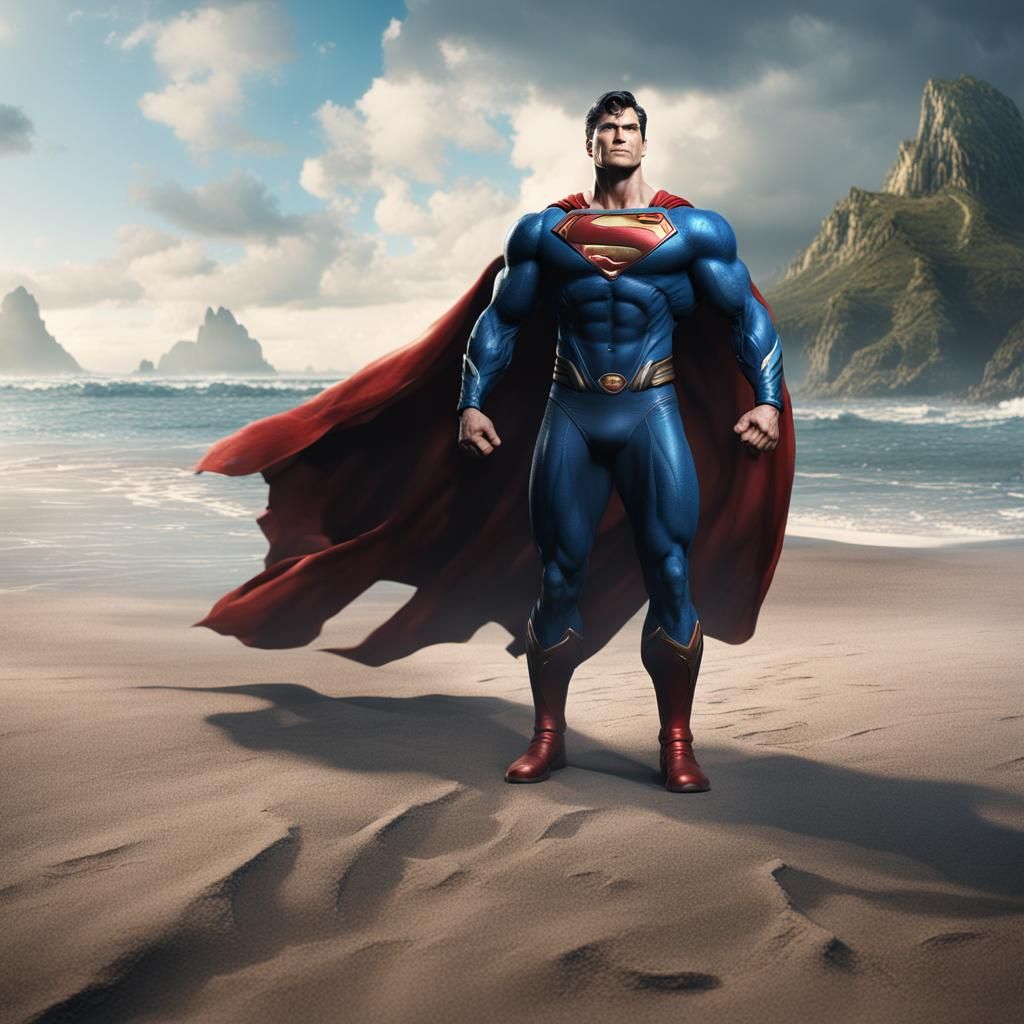 Superman standing on a beach - AI Generated Artwork - NightCafe Creator