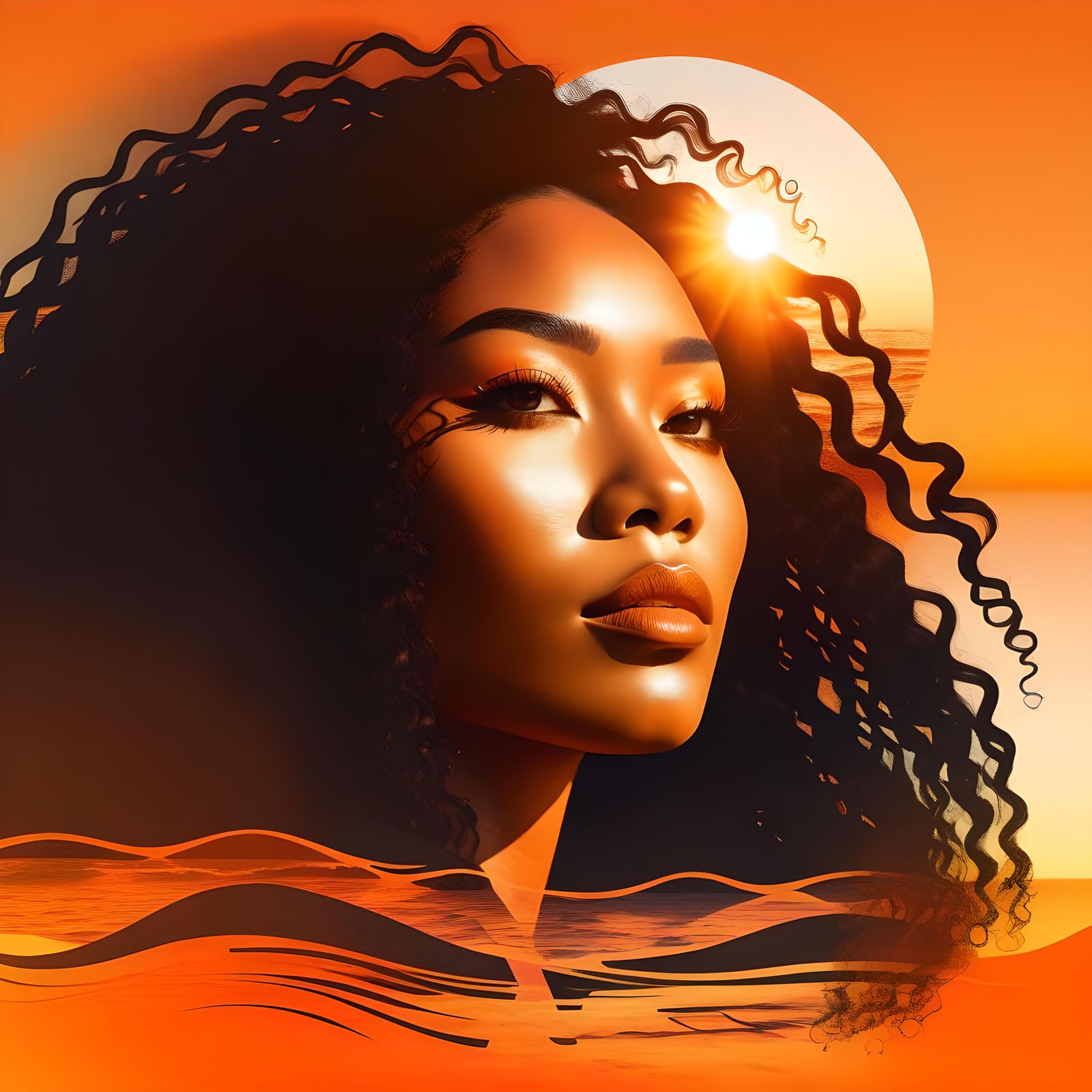 SUNSET: Beautiful Blasian Women - AI Generated Artwork - NightCafe Creator