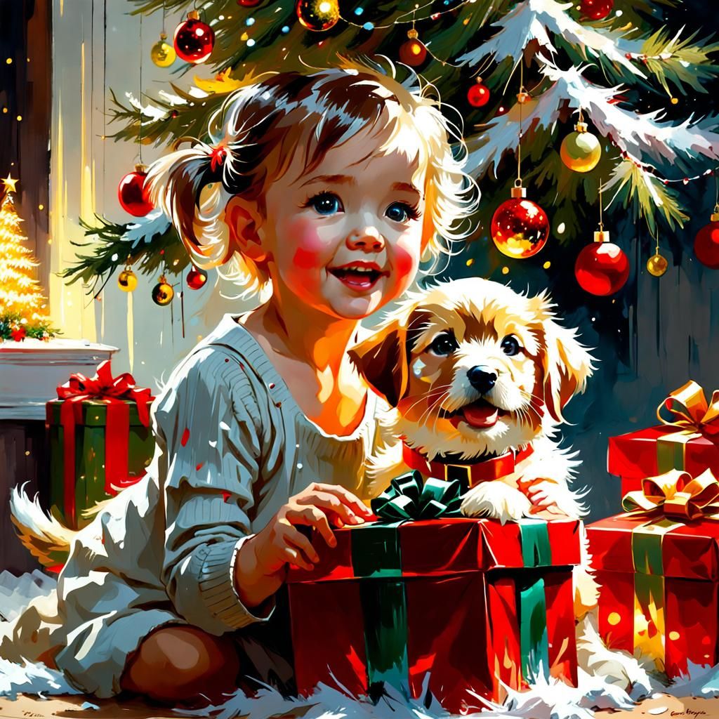Puppy for Christmas AI Generated Artwork NightCafe Creator