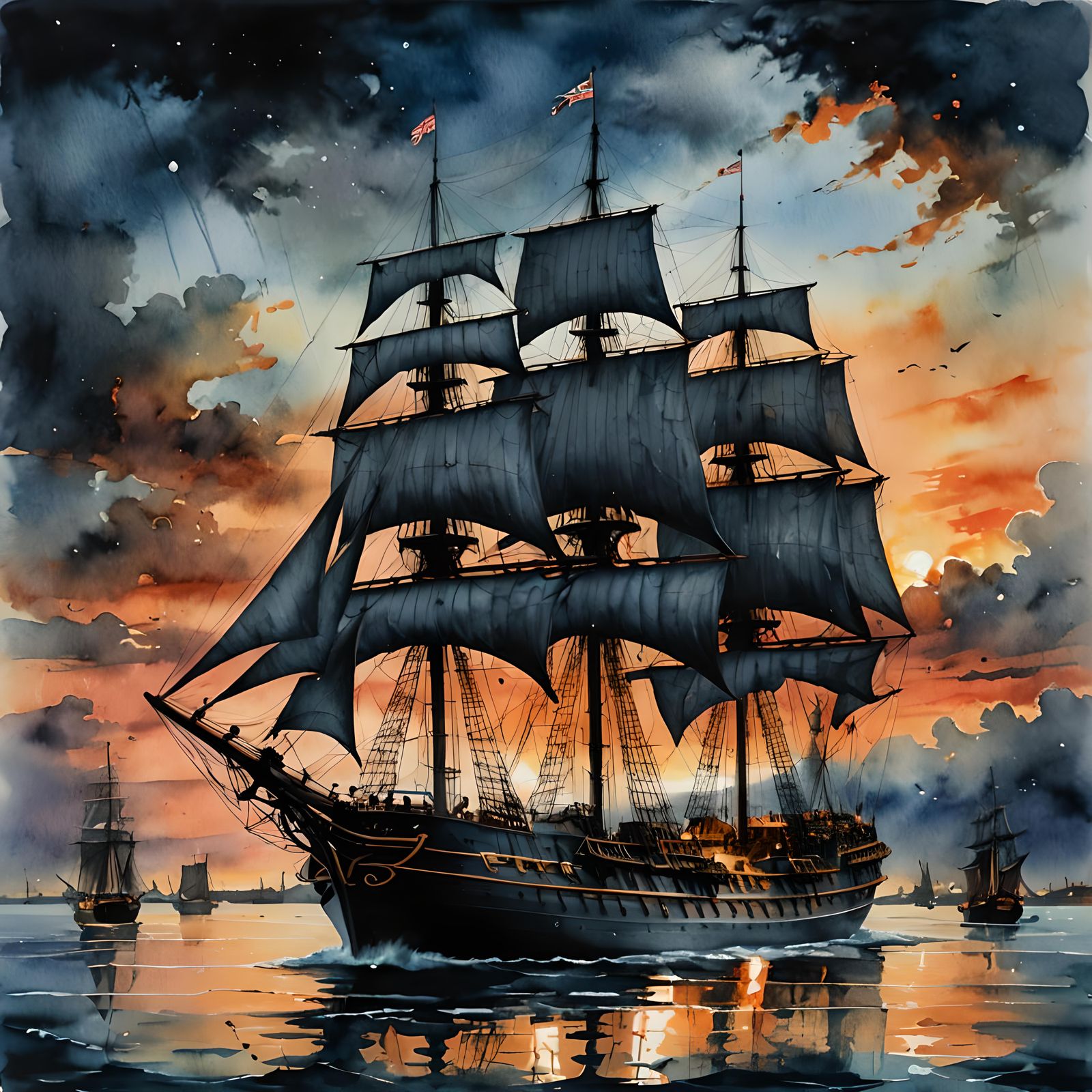 Old British wooden Sailing battleship  by @Persian Digital Art
