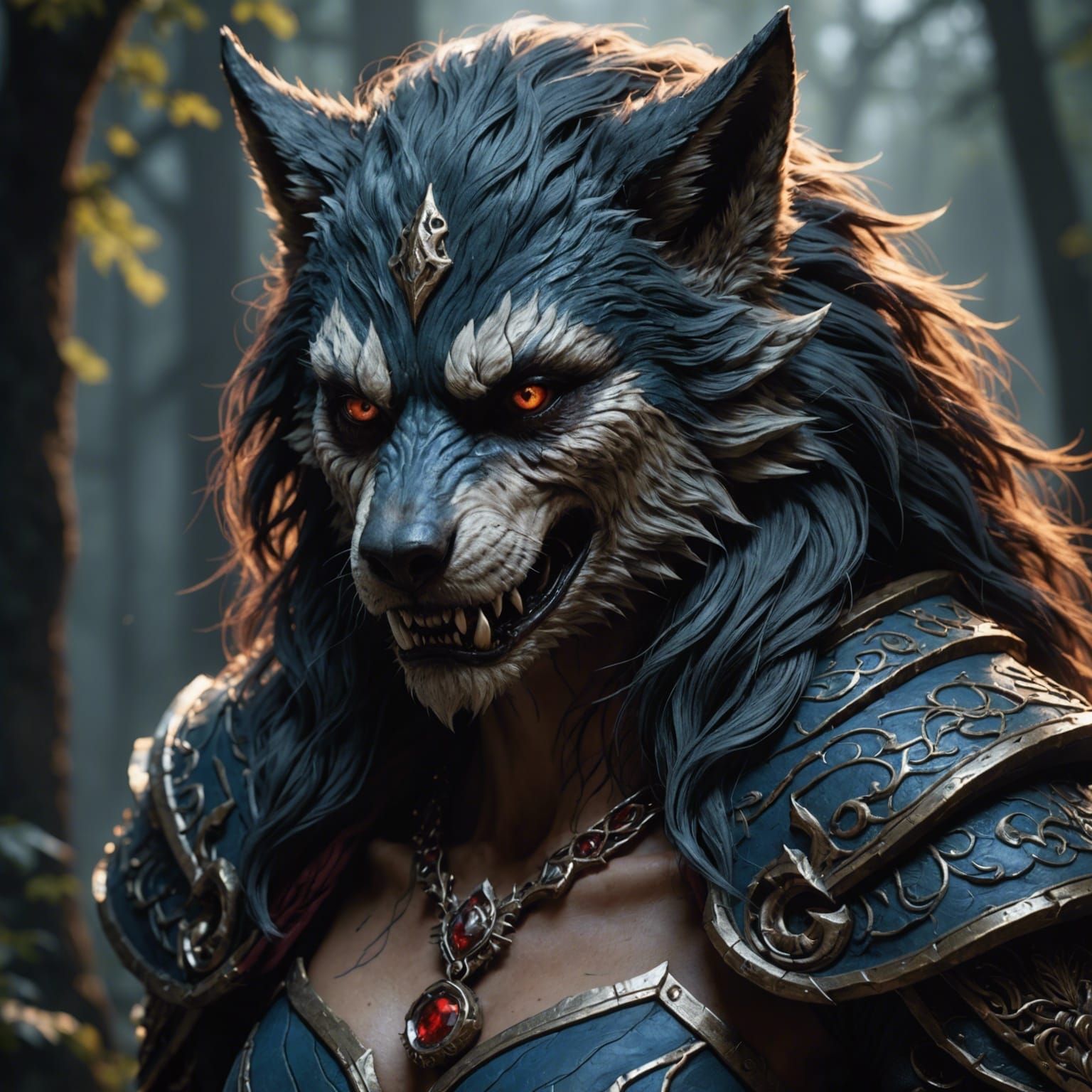 Female, Werewolf, Face