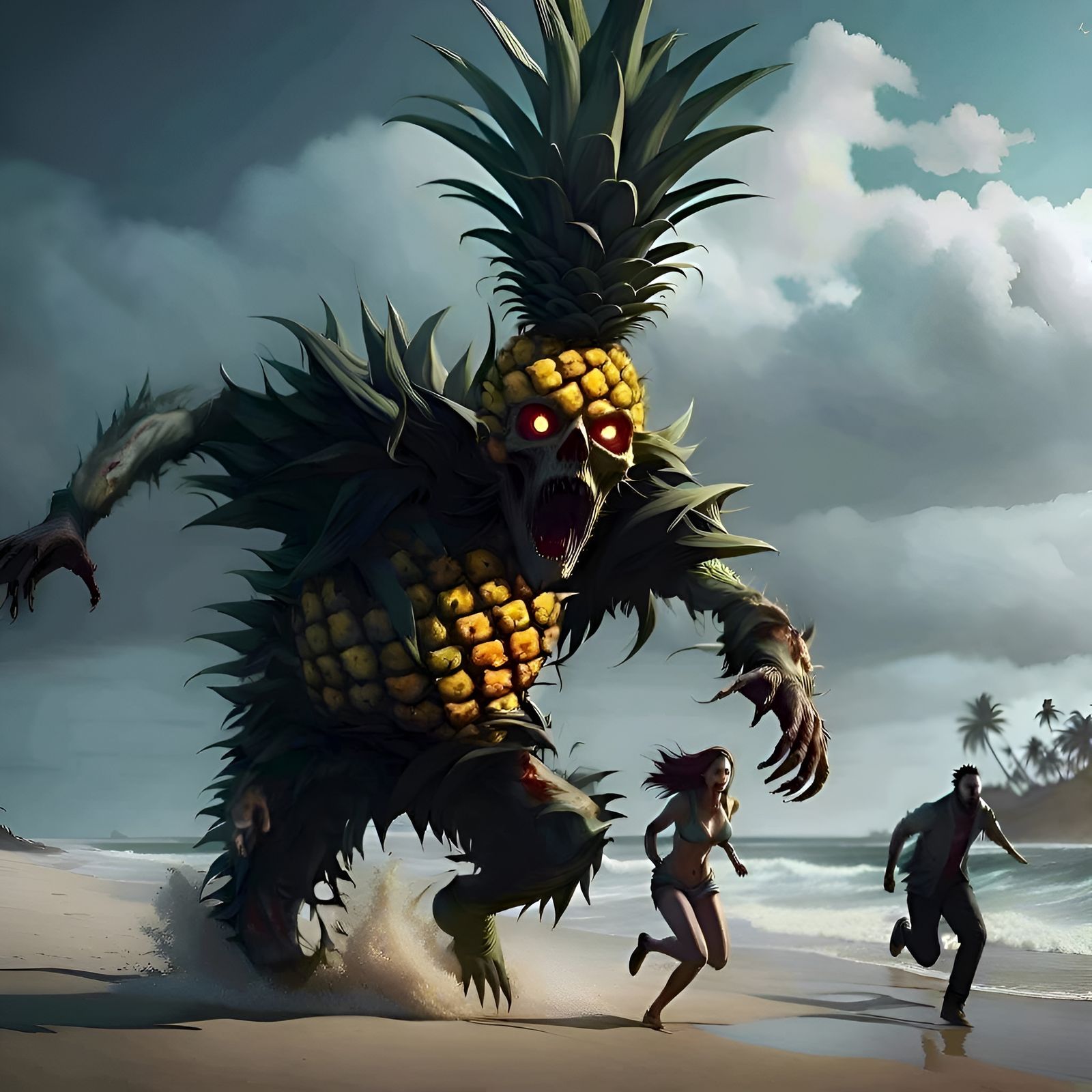 Pineapple Zombie The Fruit that Eats You Back AI Generated Artwork
