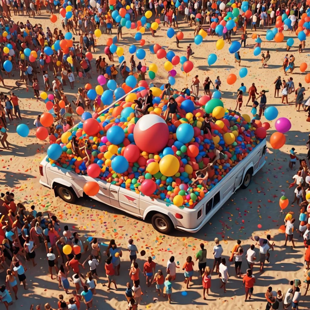 Pixar Style Beach Party with Dancing People