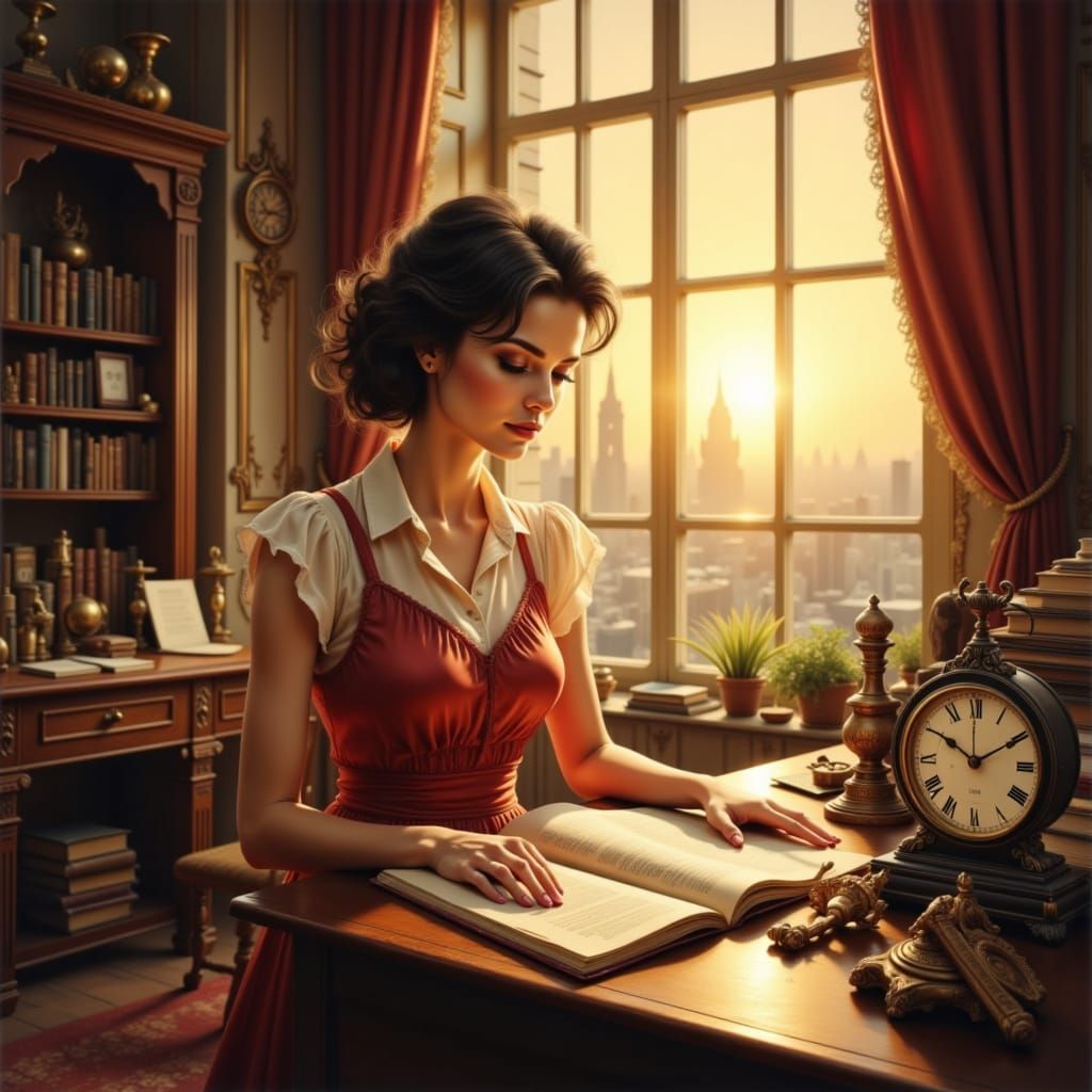 Entrepreneur in Vintage Office, Old World Charm