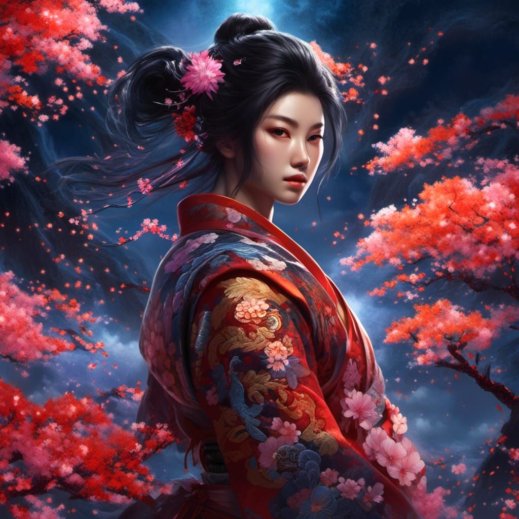 (a portrait of a slim graceful japanese fire samurai:2)<lora:Colourful Dichotomy:0.2> <lora:Shadeslayer Style:0.7> <lora:Glowing Aura:0.2> (...