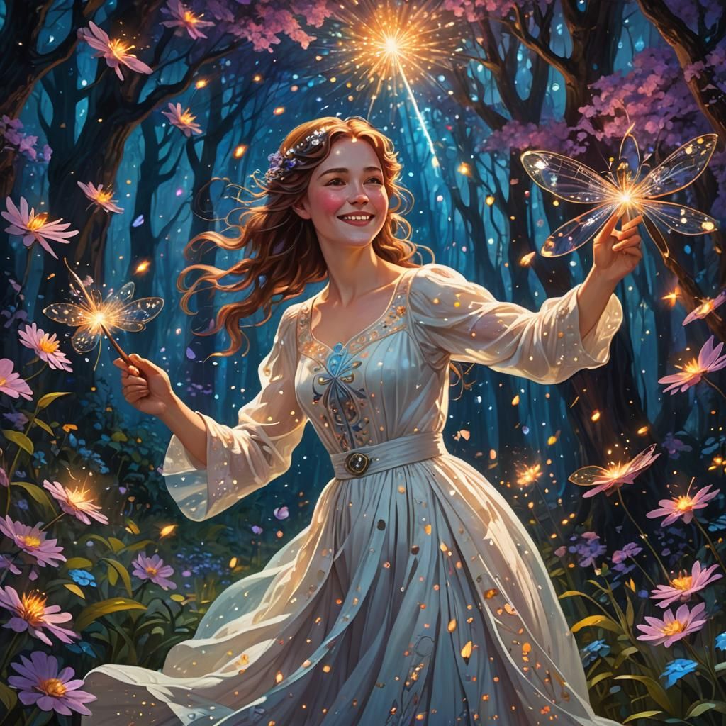 Magical Woman in Whimsical Forest: Concept Art