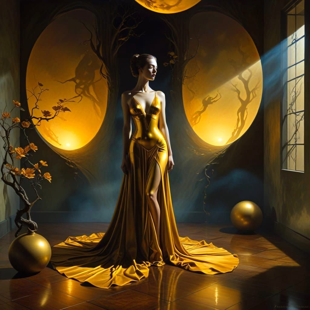 Surreal Fantasy Forms Emerge from Moonlit Shadows in Deep Ri...