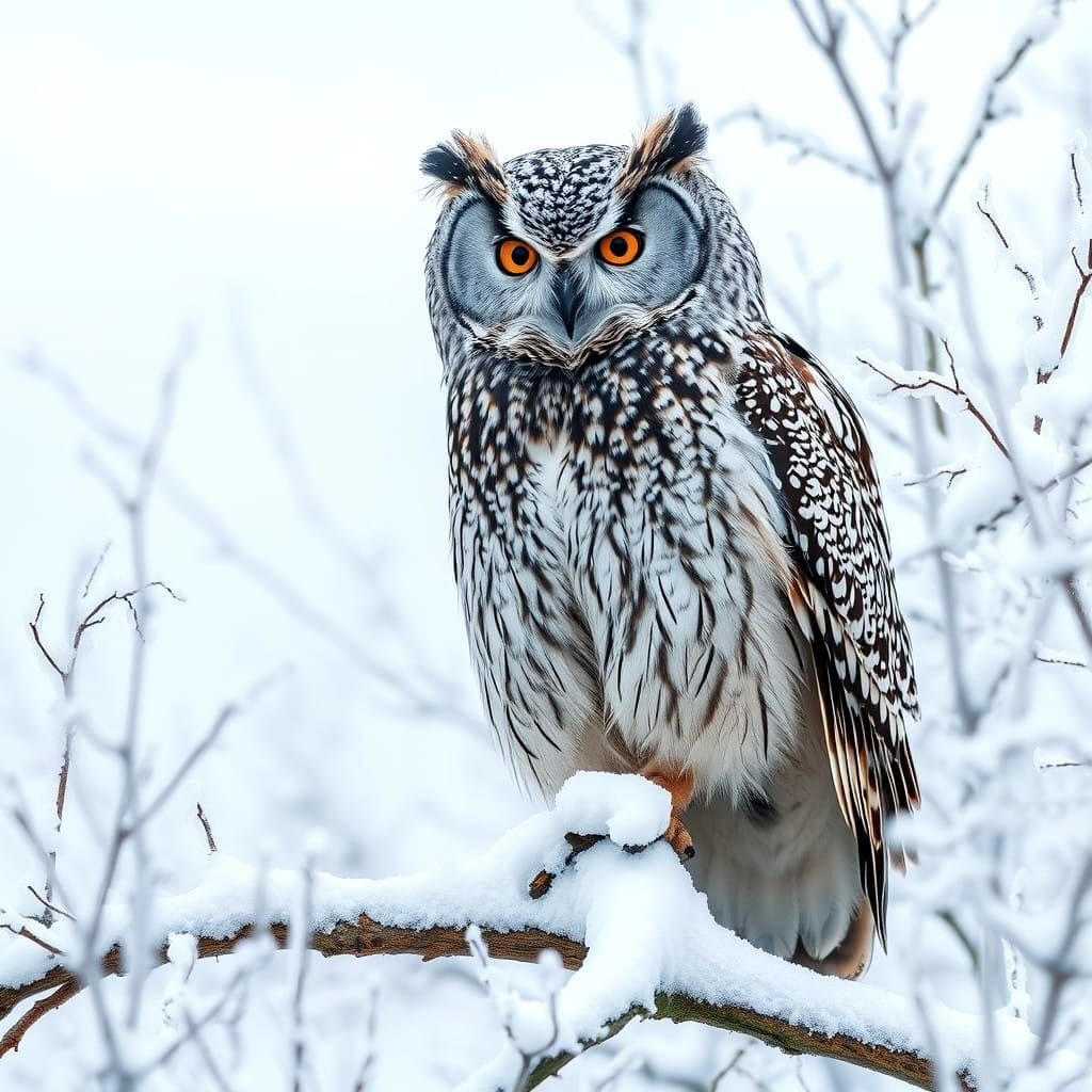 A European Eagle owl in winter  by @Phaedrus