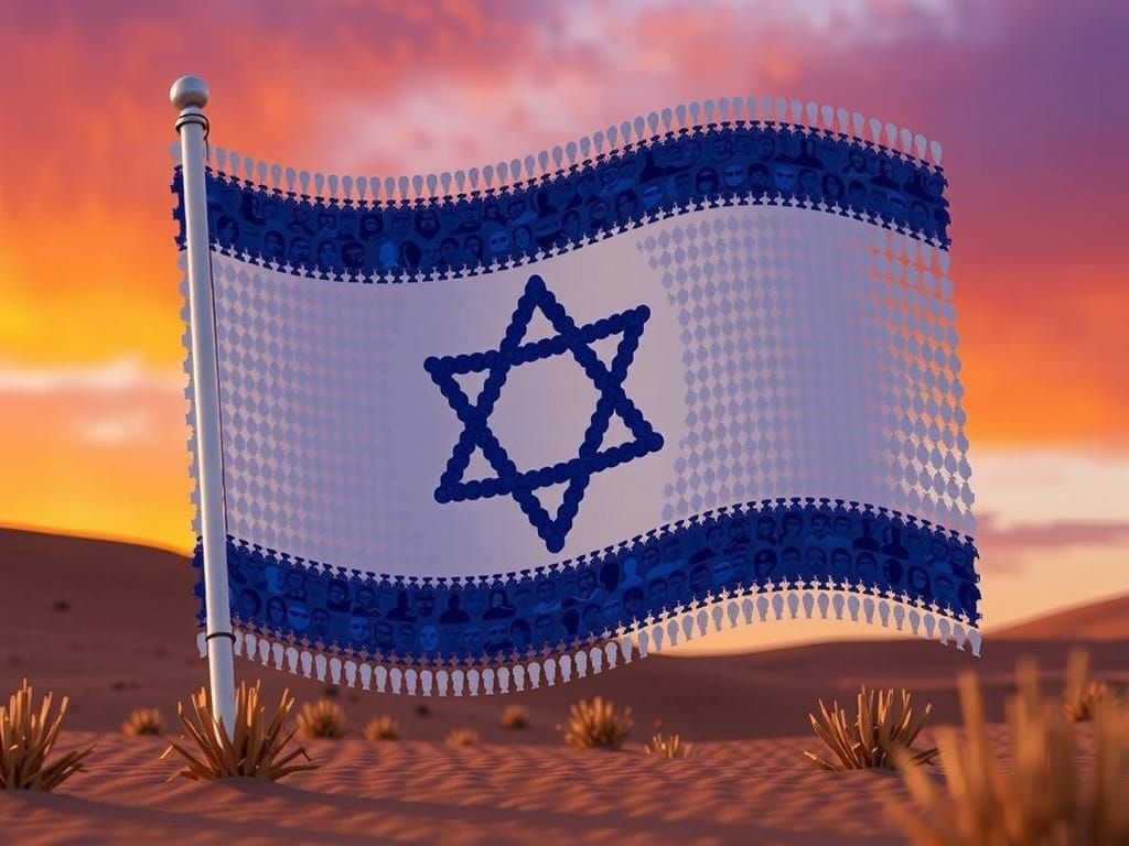 Stylized 3D Flag of Israel in Vibrant Anime Style