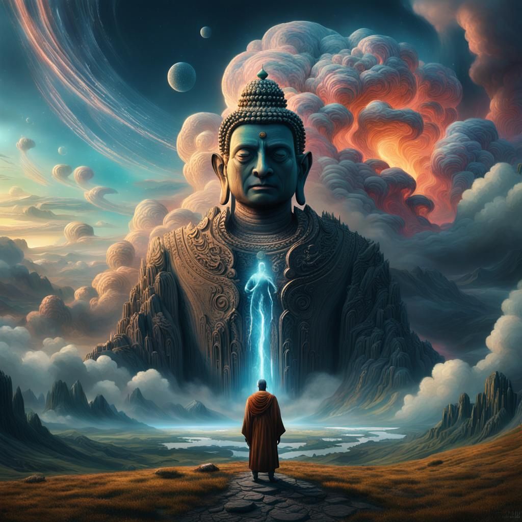 Tathagata in Ethereal Landscape as Digital Matte Painting