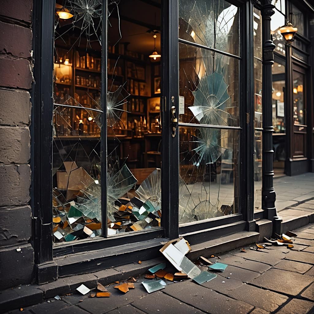 20 – Two nights earlier – the article continued – thieves had entered two of those shops: broken windows, forced doors, ...
