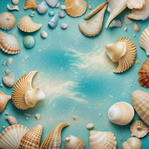Seashell Collection as Vibrant Oil Painting