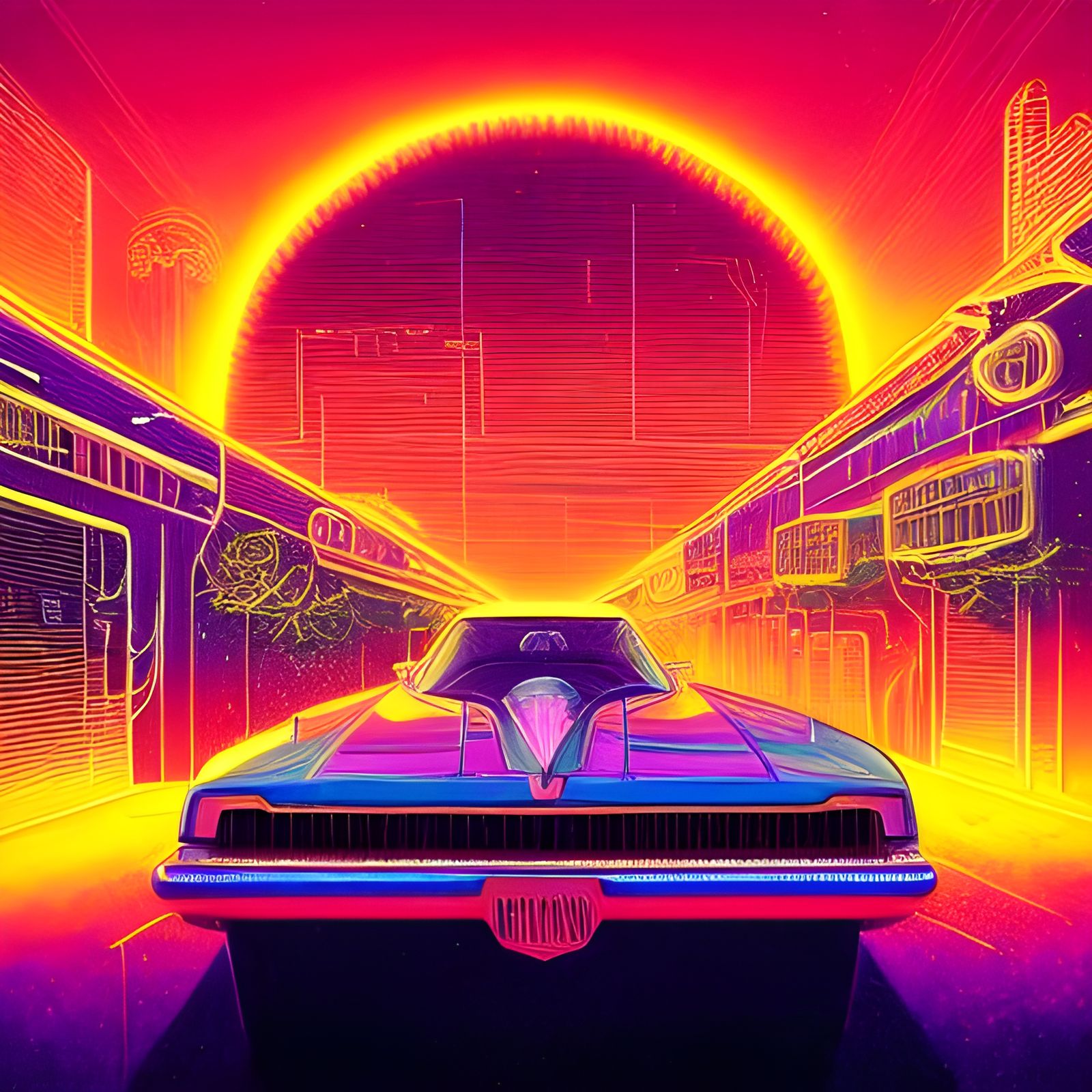 neon car