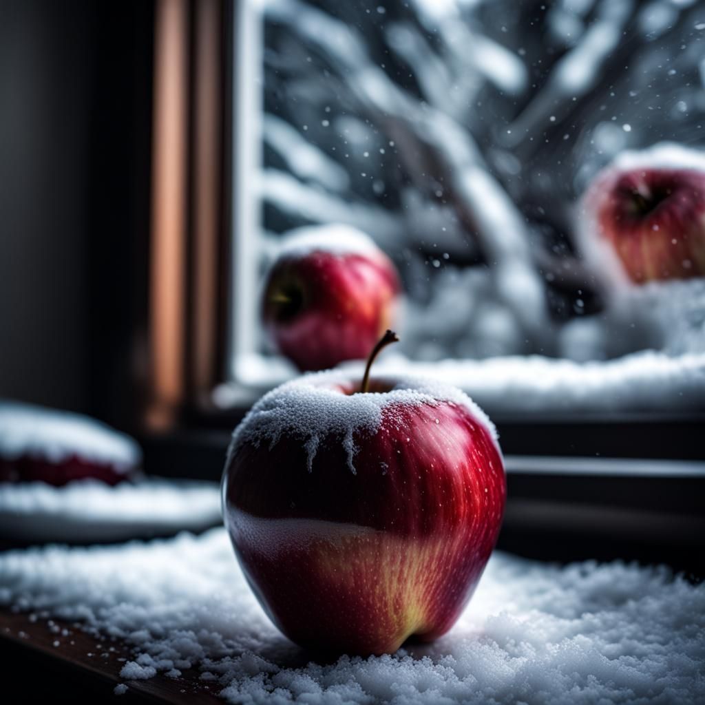 winter inside apple intricate details, HDR, beautifully shot...