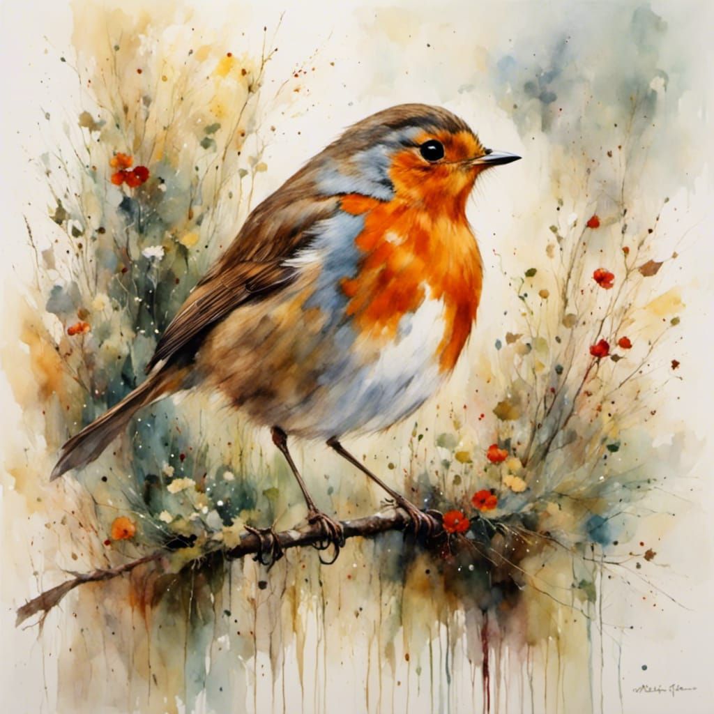 the robin, by <lora:a gentle world:1.0>, romanticism