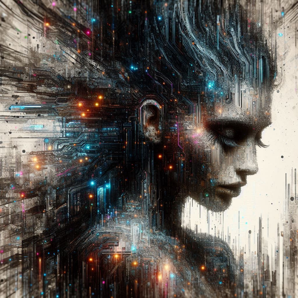 double exposure beautiful fantasy DALL-E 3 portrait landscape..