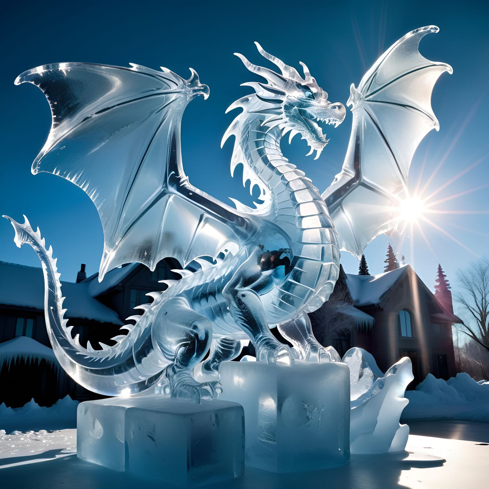 Dragon Ice Sculpture - AI Generated Artwork - NightCafe Creator