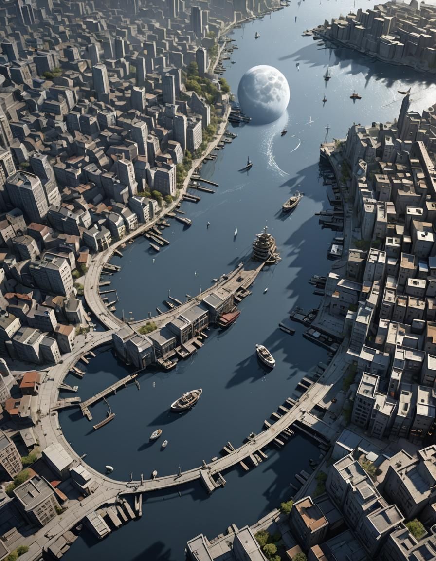 Silver Moon Quay 8k resolution concept art hyperdetailed 8K ...