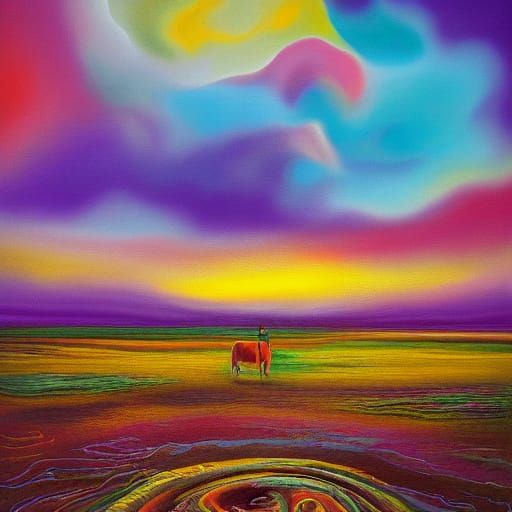 Dreamlike Landscape in Vibrant Oil Painting