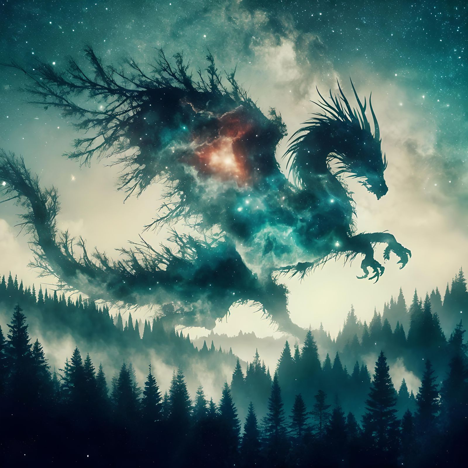 Galactic Dragon Silhouette