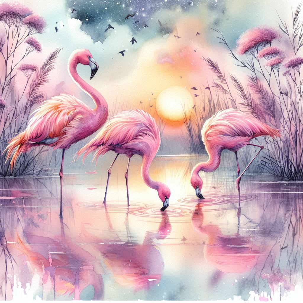 Pastel flamingos