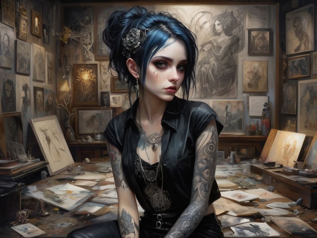 Surrounded by her Art