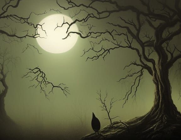 an eerie scary noisy blood curdling eye-popping forrest tree...
