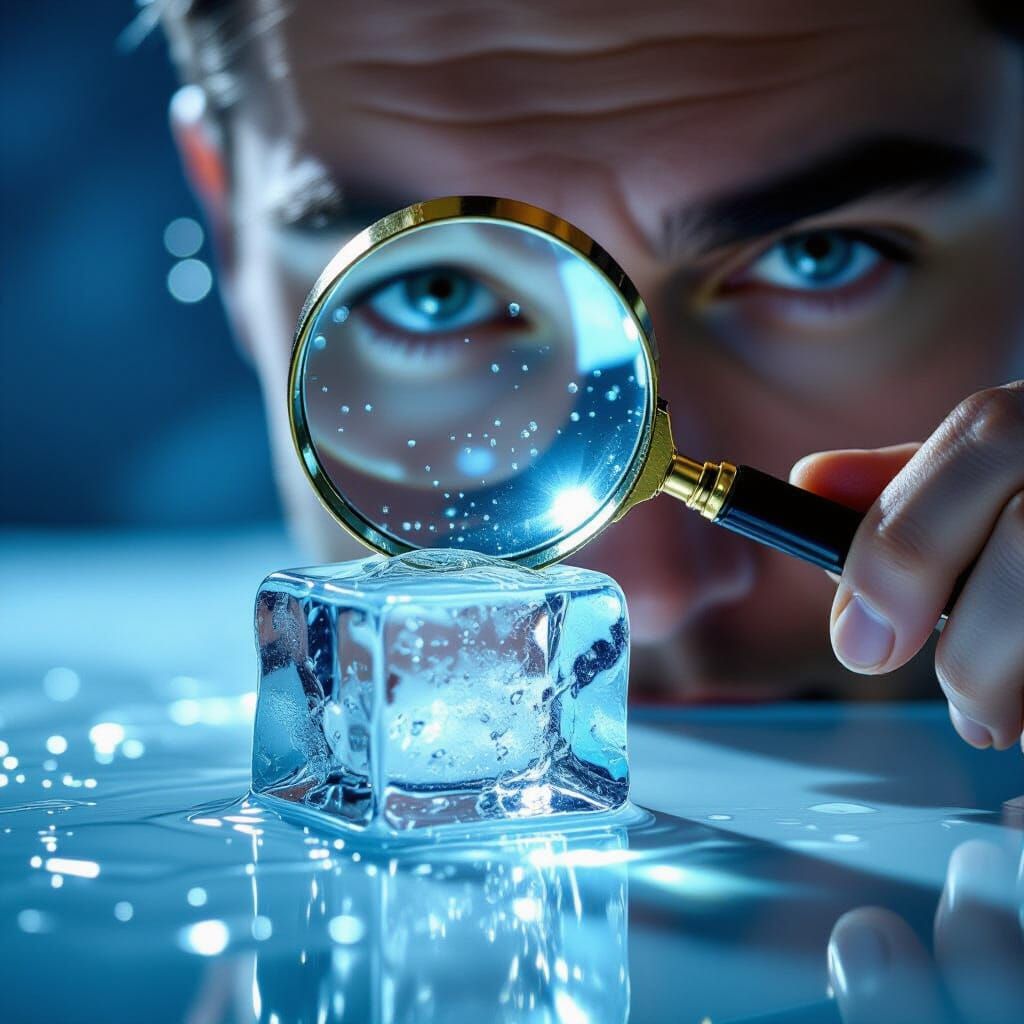 Macro Ice Melt Investigation with Magnifying Glass